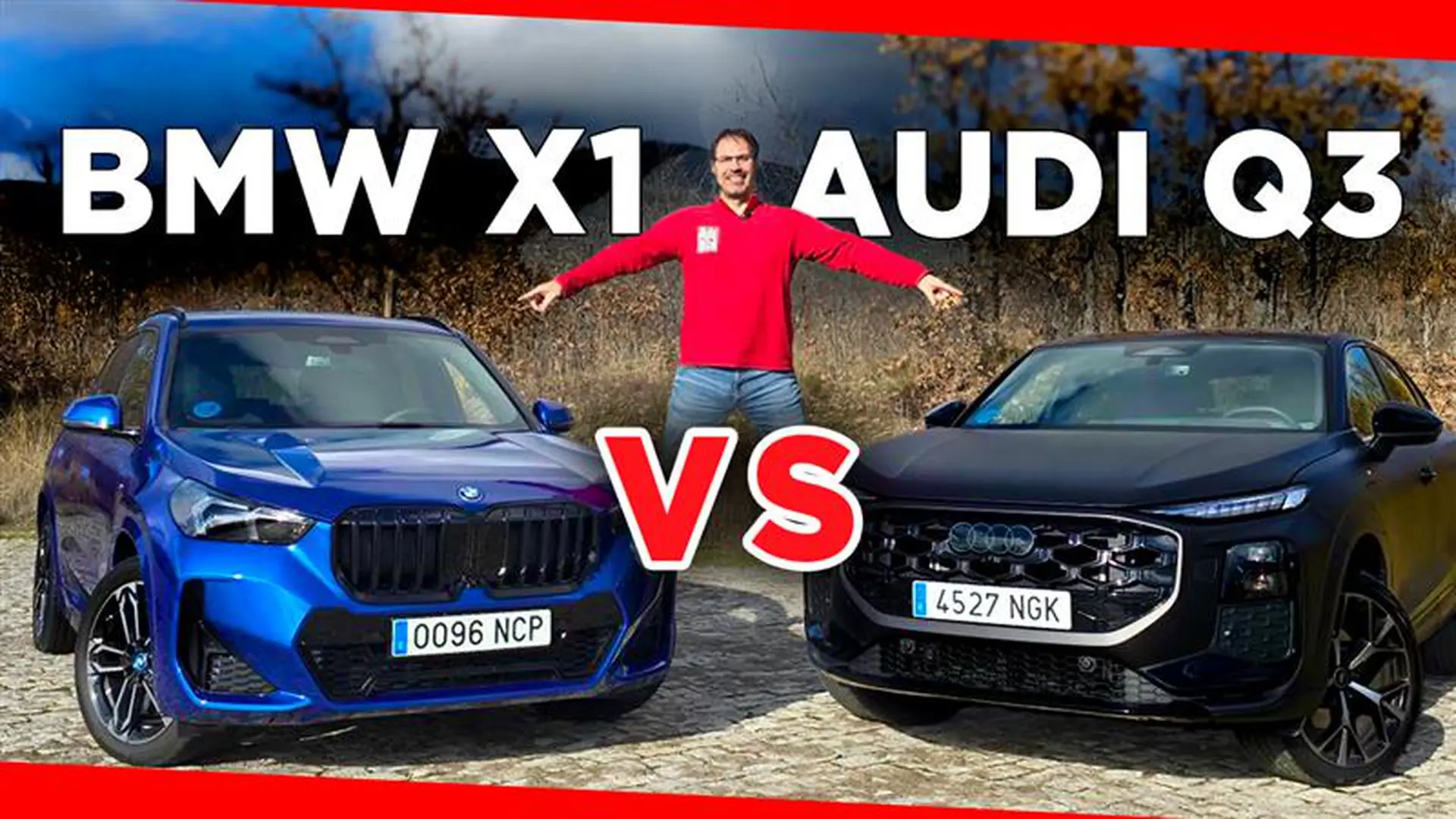 Audi Q3 Sportback eHybrid et BMW X1 xDrive25e côte à côte, comparaison de SUV hybrides rechargeables premium