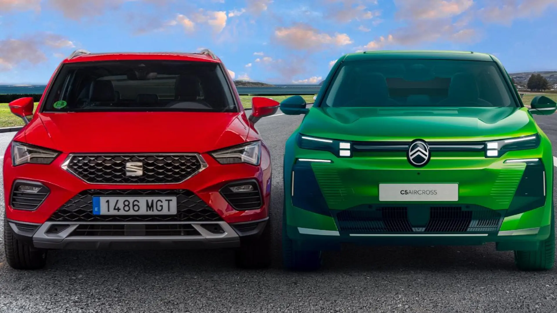 Seat Ateca FR 2026 de profil, SUV compact espagnol en finition sportive sur fond neutre