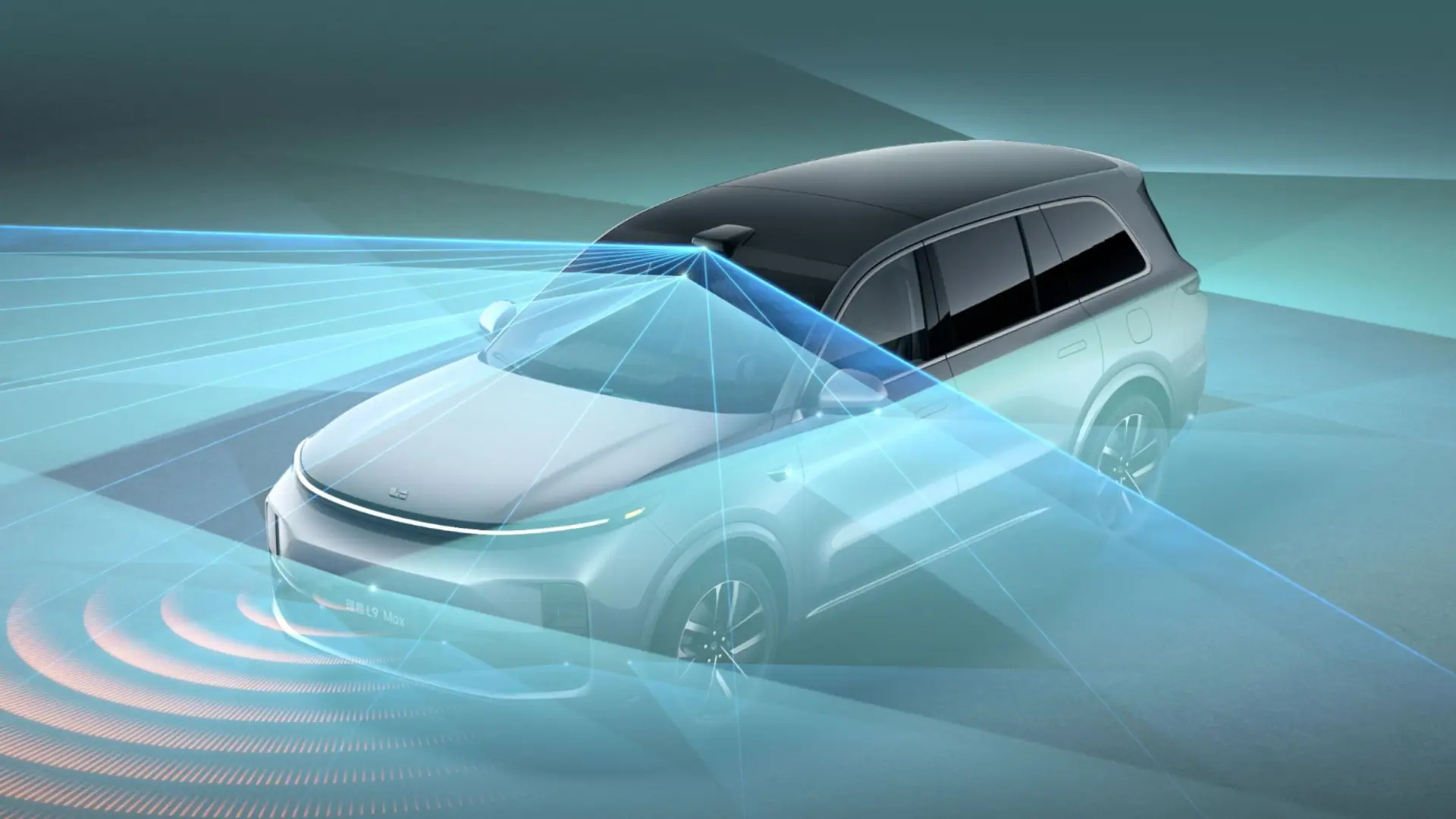 Voiture autonome futuriste sans volant ni pédales circulant sur une route moderne
