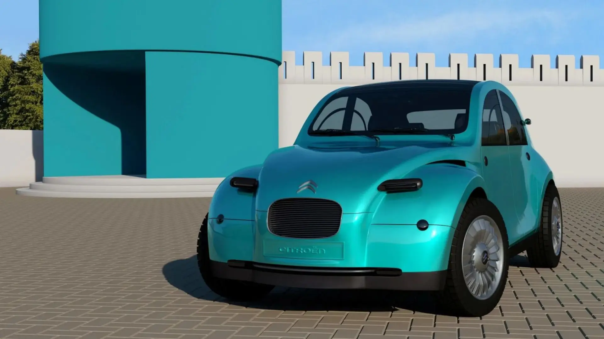 Citroën 2CV électrique moderne blanche, réinterprétation du modèle iconique pour 2026 à moins de 15 000 euros