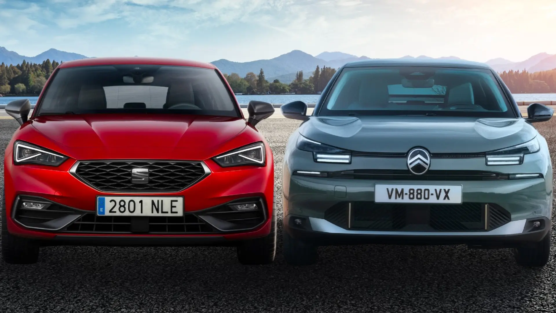 Citroën C4 et Seat León côte à côte, comparatif des deux berlines compactes européennes