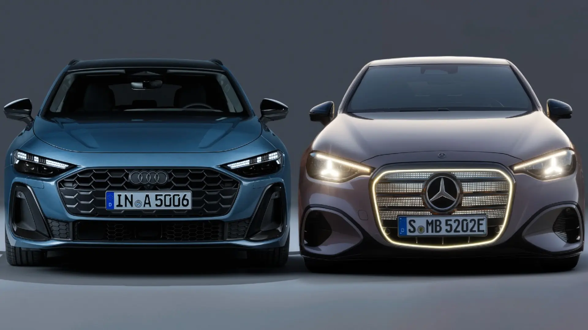 Audi A5 et Mercedes Classe C côte à côte, illustration du comparatif entre les deux berlines premium allemandes